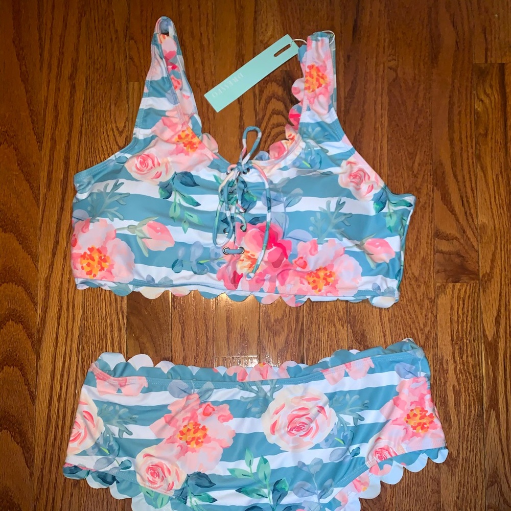 Two piece mid rise swimsuit